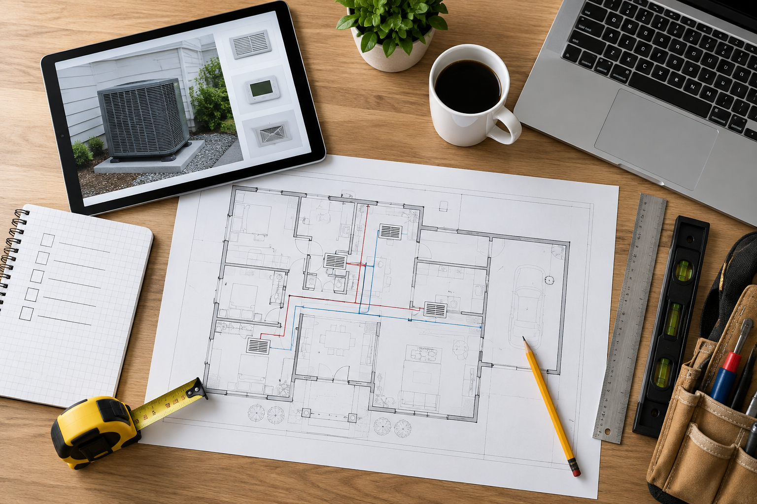 AI concept visual of an HVAC project plan